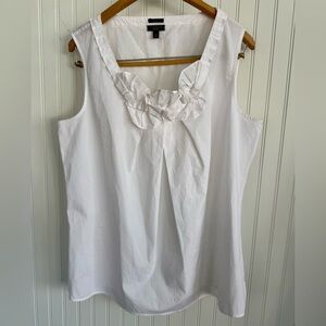 Talbots White Cotton Top size M with detailed neckline
